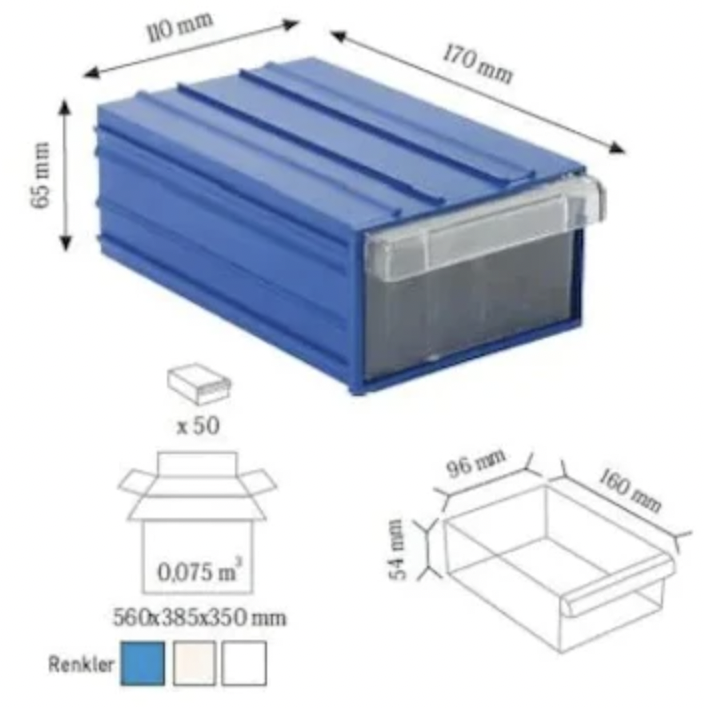 Plastik%20Çekmeceli%20Kutu%20110x170x65mm%20(25%20Adet)