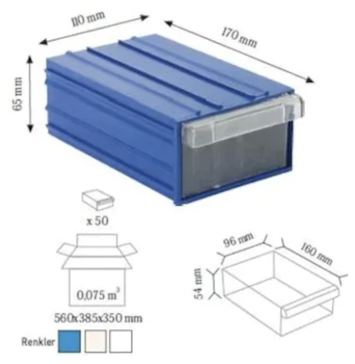 Plastik%20Çekmeceli%20Kutu%20110x170x65mm%20(40%20Adet)